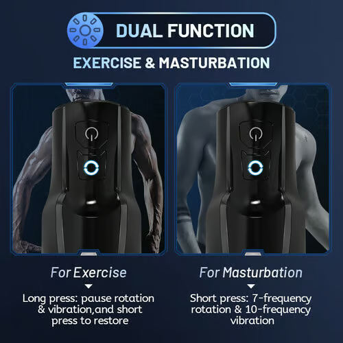 Electric masturbator for men with 7 vibration modes, 360° rotating silicone pocket pussy, and 3D realistic spiral texture. Sex toy for masturbation, blowjobs, sucking, and penis training.