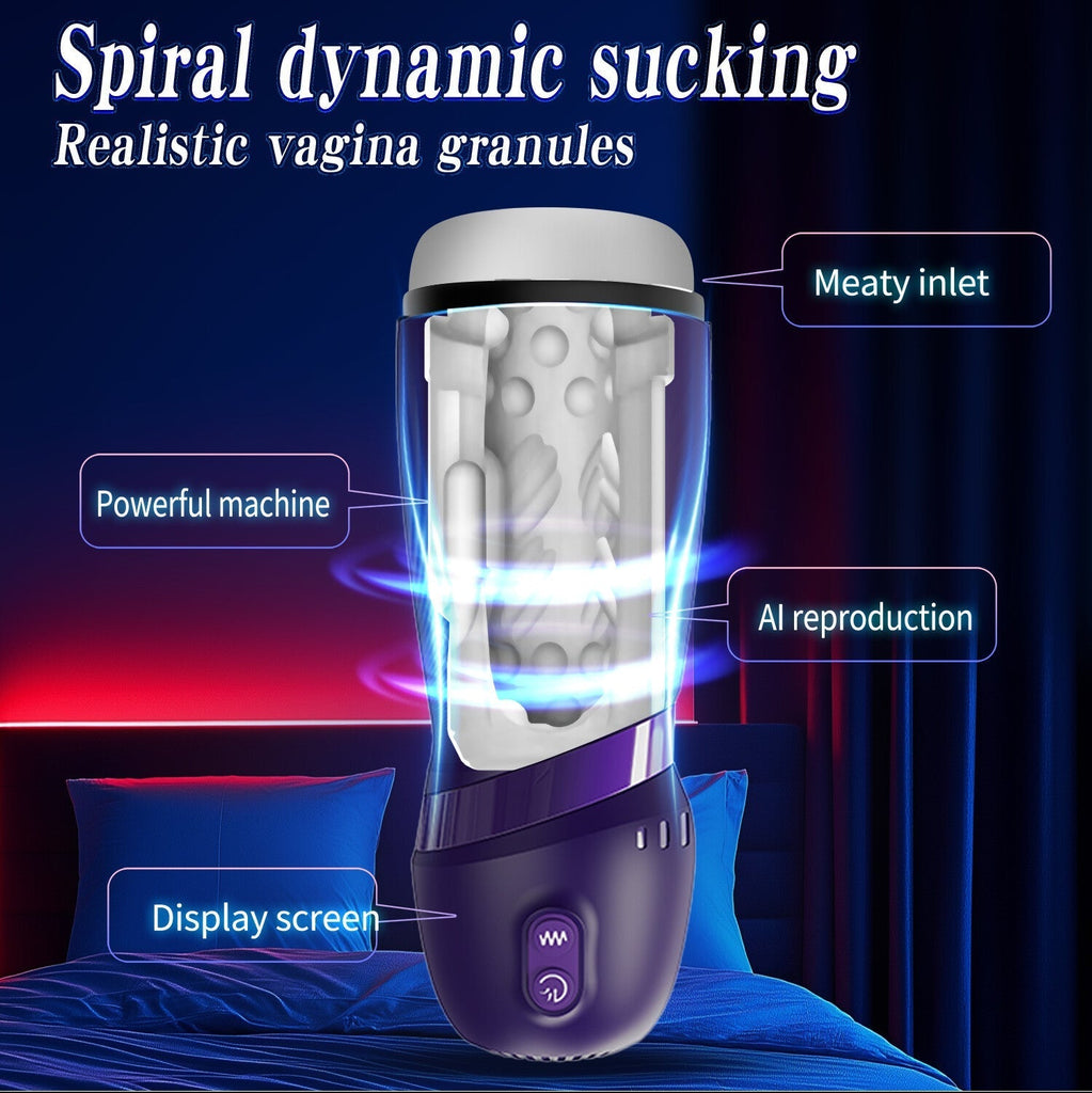 An ultra-realistic vaginal masturbator featuring 9 vibration and suction modes, delivering a 3D tactile sensation.