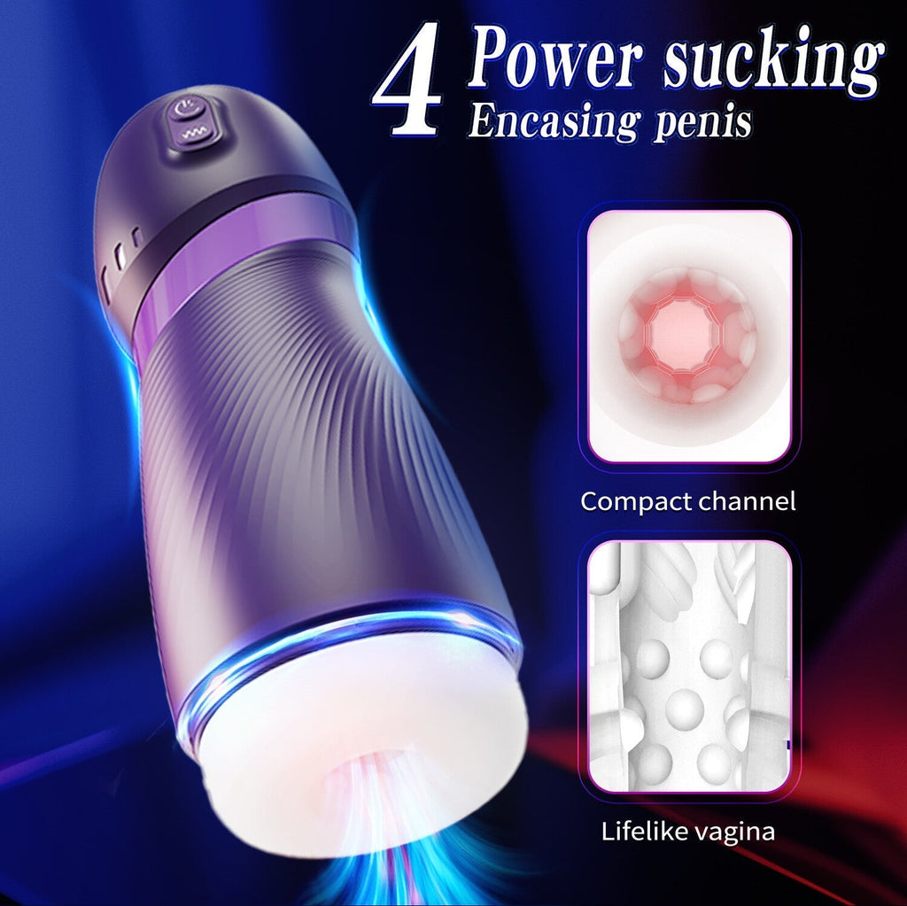An ultra-realistic vaginal masturbator featuring 9 vibration and suction modes, delivering a 3D tactile sensation.