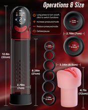 Load image into Gallery viewer, 4-in-1 Penis Pump Sex Toy for Men Masturbator, App-Controlled Manual &amp; Automatic Electric Vacuum Pump with 4 Training Modes &amp; 8 Suction Levels, Penis Pump with 6 Penis Rings