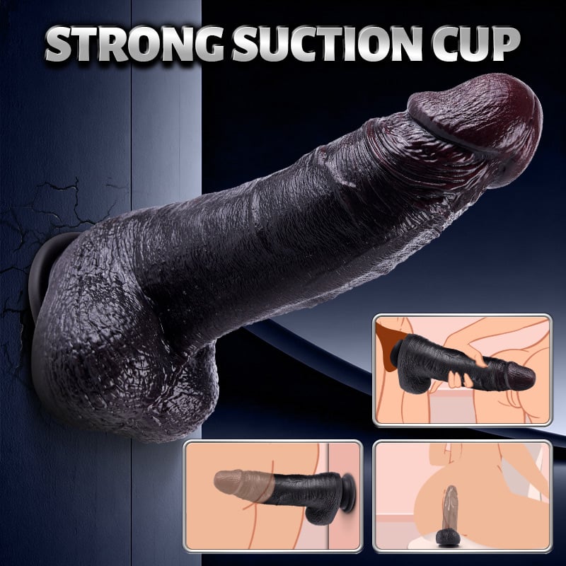 Kronos - 8.27'' Ultra Thick Black Thrusting Dildo with Heating Intense Girth for Deep Filling Stretch