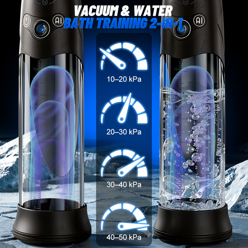 BathFun Pro - AI Pressure-Controlled 9 Vacuum Training LCD Real-Time Pressure Display 58dB Penis Pump