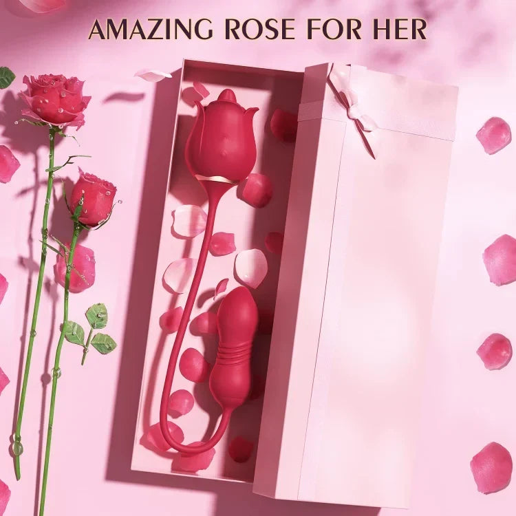Rose Toy Vibrator Female Telescopic Egg Jumping  Tongue Licker Sex Toys