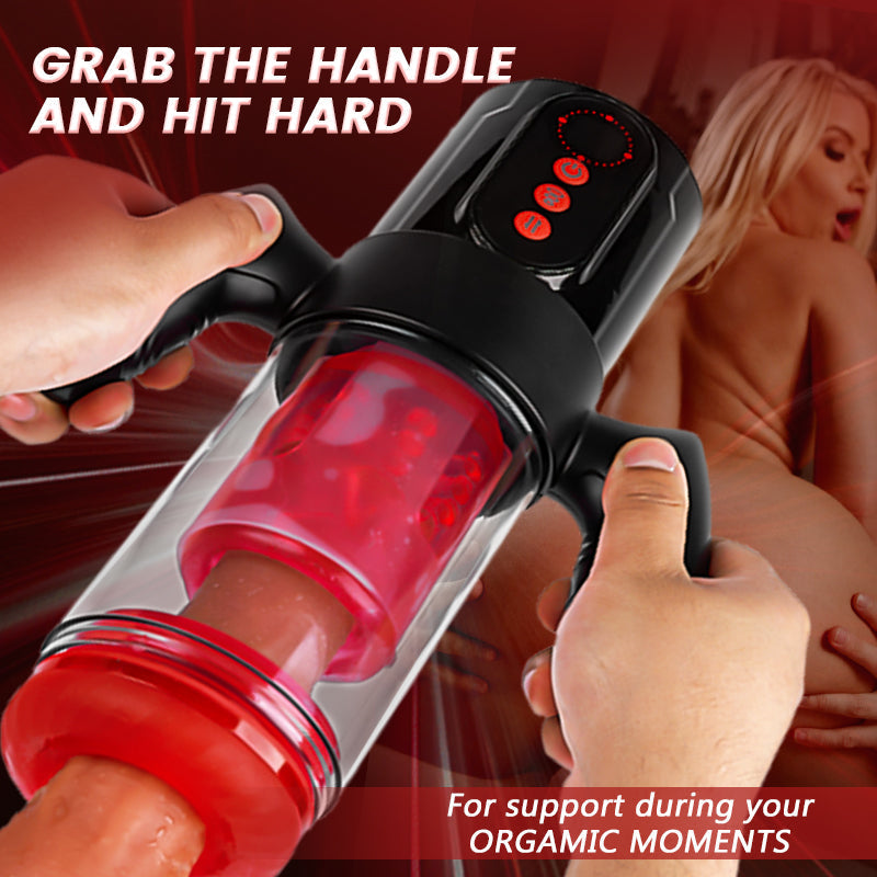 Terminator 9 Telescopic Rotating Sucking with Handle Male Stroker