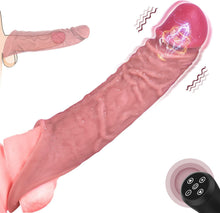 Load image into Gallery viewer, 10 Vibration Silicone Vibrating Penis Extender with Ball Stretcher