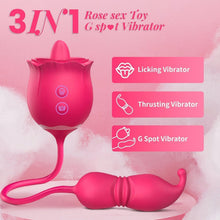 Load image into Gallery viewer, 3 In 1 Rose Toy Clit Licking Toy Dildo Tongue G Spot Clitoral Nipple Vibrator