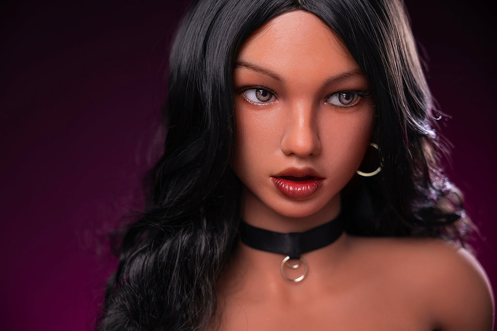 US Stock - Collins 163cm #624 Soft Silicone ROS Head Sex Doll TPE Body Tanned Skin Movable Jaw Oral Sex Love Doll (Free 2ND Head)