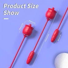 Load image into Gallery viewer, 2 In 1 Rose Toy Thrusting Dildo Vibrator With 9 Tongue Licking 9 Thrusting Vibrating