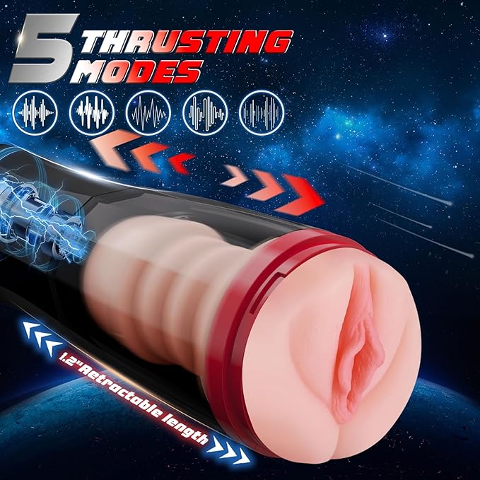 4-in-1 Masturbator cup, 10 vibration modes, 5 thrusting modes and a suction mode with voice interaction for a versatile experience
