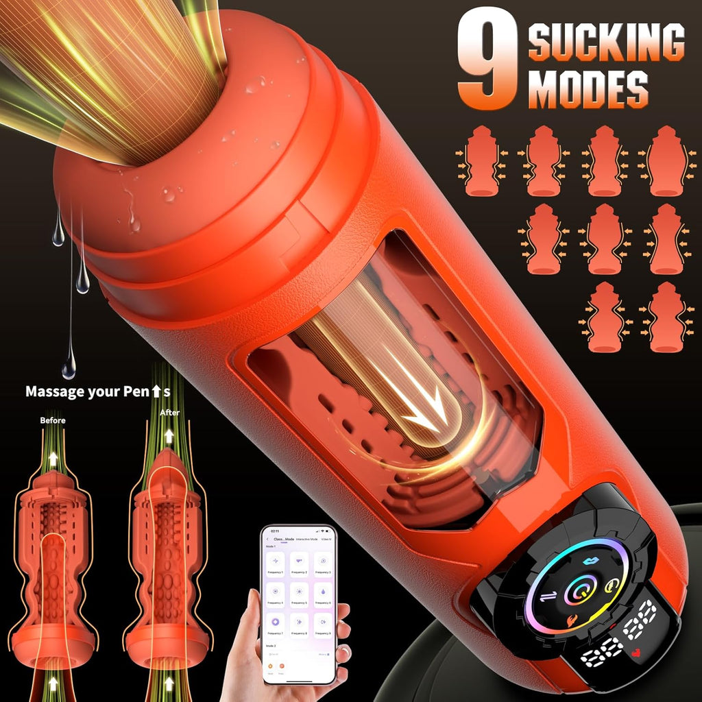 Heated Male Masturbator & Penis Pump — Upgraded 5-in-1 Male Sex Toy with 9 Built-in Modes