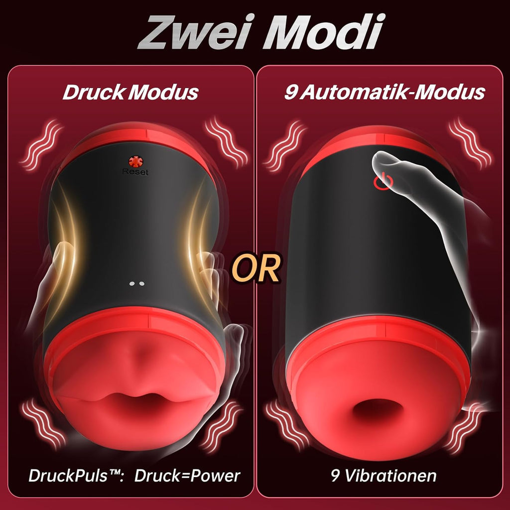 9 modes of male electric masturbator: licking, sucking, vibration, oral sex, transparent pocket-style vagina, couple's sex toy