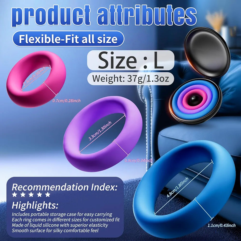 PowerLoop Colored Silicone Cock Ring Set